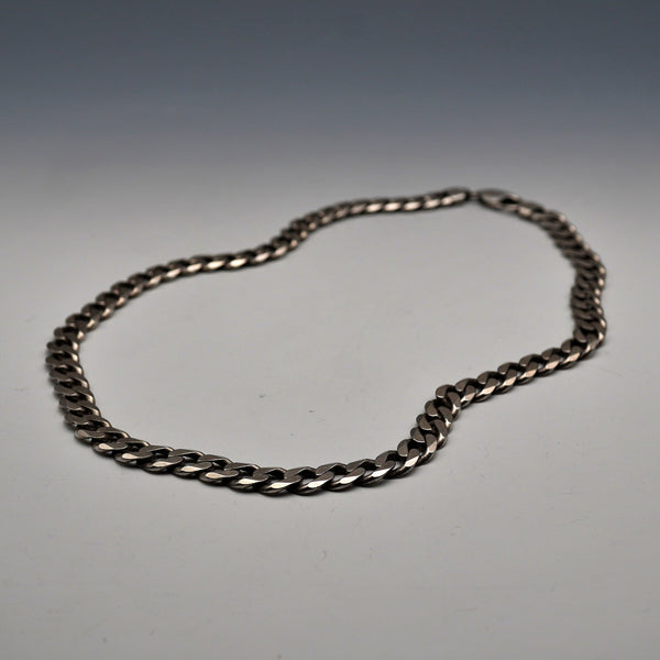 British Vintage Sterling Silver Curb Chain Necklace, 52cm, 66g, with Case