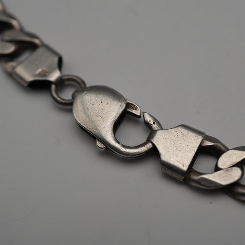 British Vintage Sterling Silver Curb Chain Necklace, 52cm, 66g, with Case