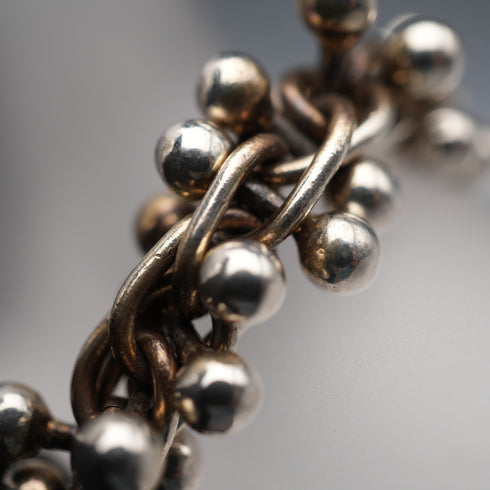 Vintage three-dimensional knit ball cluster sterling silver bracelet 70g