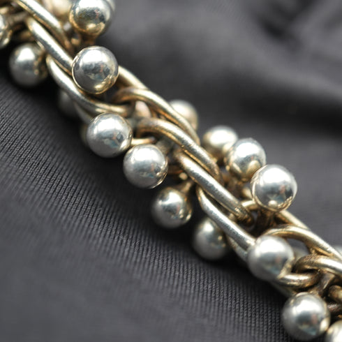 Vintage three-dimensional knit ball cluster sterling silver bracelet 70g