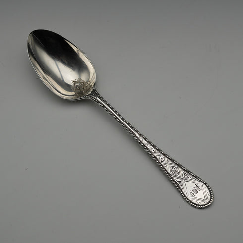1866 British Antique Solid Silver Christening Spoon, 37g, Cased, Martin, Hall & Co