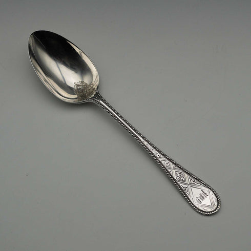1866 British Antique Solid Silver Christening Spoon, 37g, Cased, Martin, Hall & Co
