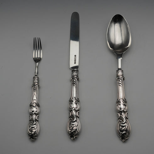 1846 British Antique Sterling Silver Christening Cutlery Set, Total 65g, Cased by Yapp & Woodward