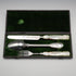 Circa 1838 English Antique Sterling Silver & Mother-of-Pearl Christening Cutlery Set in Case by Samuel Harwood