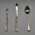 Circa 1838 English Antique Sterling Silver & Mother-of-Pearl Christening Cutlery Set in Case by Samuel Harwood