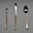 Circa 1838 English Antique Sterling Silver & Mother-of-Pearl Christening Cutlery Set in Case by Samuel Harwood