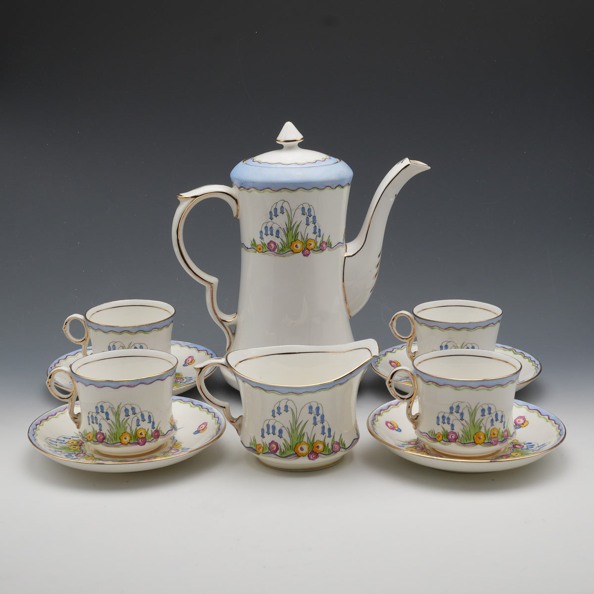 英国ヴィンテージ Carlton China コーヒーポット、クリームジャグ