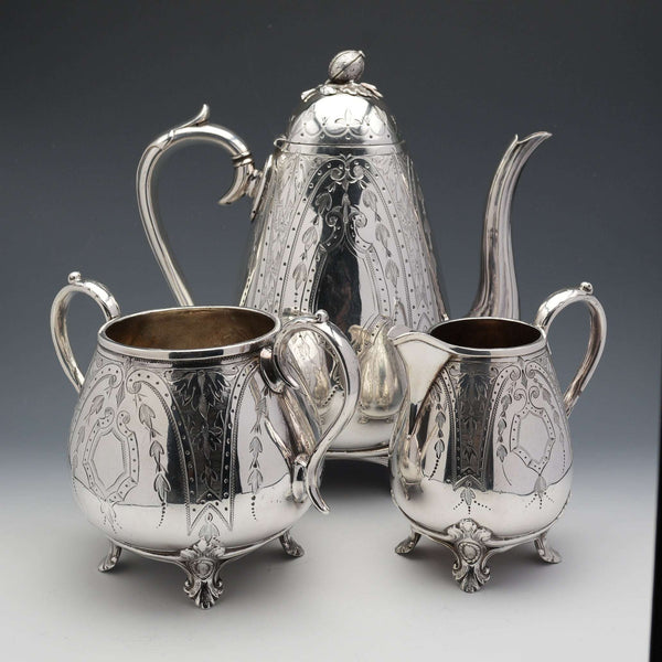 19世紀末 英国アンティーク シルバープレート製 コーヒーセット B.Grayson&Son