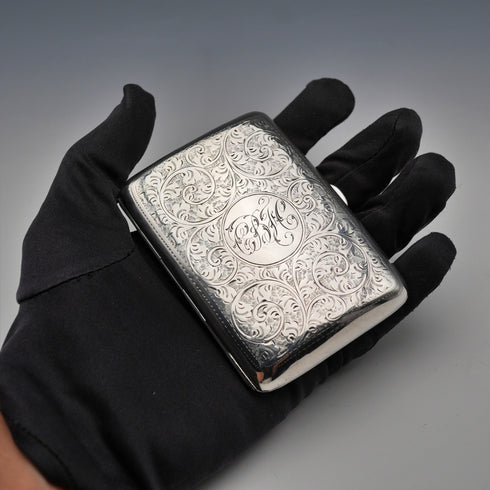 1906年 英国アンティーク 純銀製 シガレットケース 65g William Neale