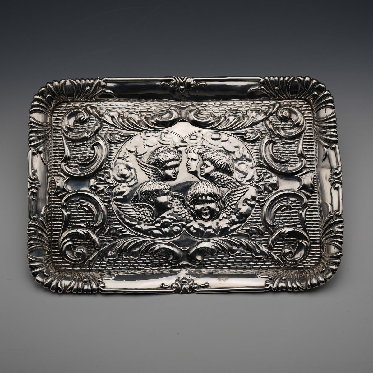 1905年 英国アンティーク 純銀製 ドレッシングテーブルトレイ 162g