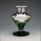 Antique Art Nouveau Silver Overlay Green Glass Vase