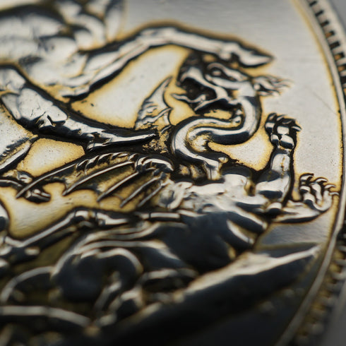 英国アンティーク 1889年 クラウン銀貨 ジュビリーヘッド/聖ジョージの竜退治 28g