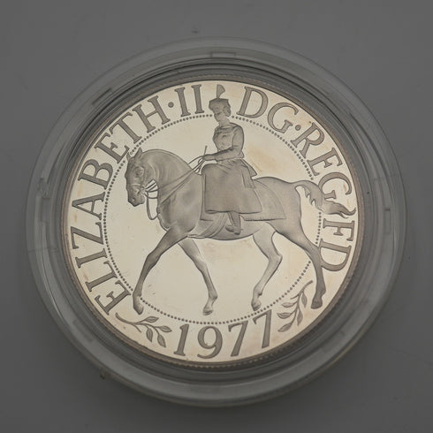 1977年 英国 エリザベス2世女王 戴冠25周年 記念銀貨 28g RoyalMint ケース・説明書付