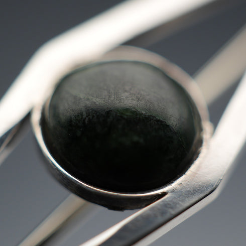 British Vintage Sterling Silver Green Stone Brooch by Hjaltasteyn Ltd