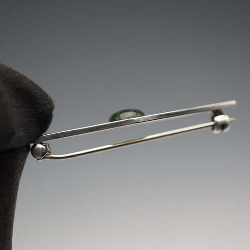 British Vintage Sterling Silver Green Stone Brooch by Hjaltasteyn Ltd