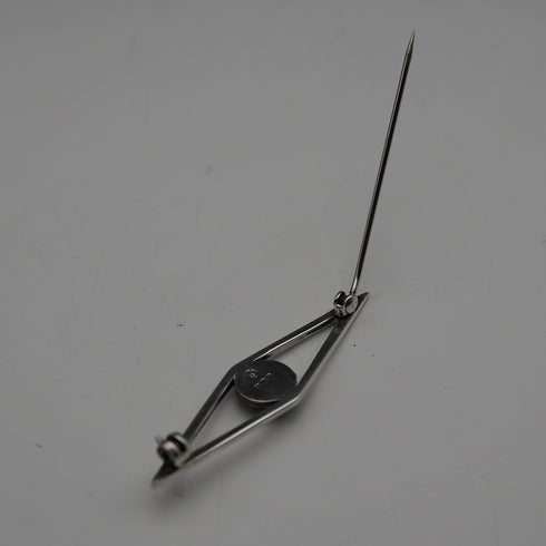 British Vintage Sterling Silver Green Stone Brooch by Hjaltasteyn Ltd