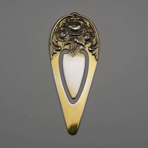 1940s US Vintage Floral Decoration Sterling Silver & Gold Plated Bookmark S. Kirk and Son