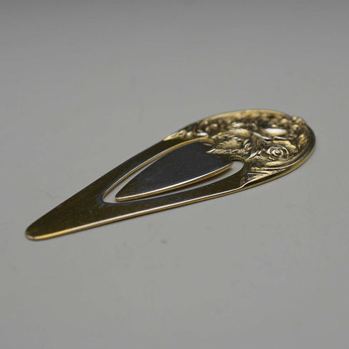 1940s US Vintage Floral Decoration Sterling Silver & Gold Plated Bookmark S. Kirk and Son