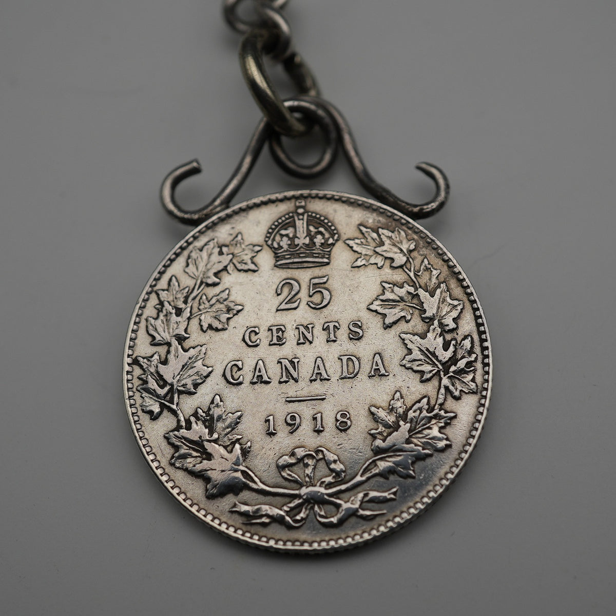1893年 英国アンティーク 純銀製 アルバートチェーン 35g カナダ25
