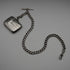 Circa 1900 British Antique Sterling Silver Albert Chain 48g Sterling Silver Vesta Case Fob