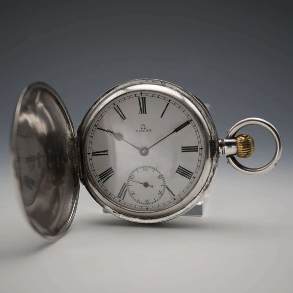 約1907年 古董 Omega 懷錶 935銀獵人式錶殼 運作良好