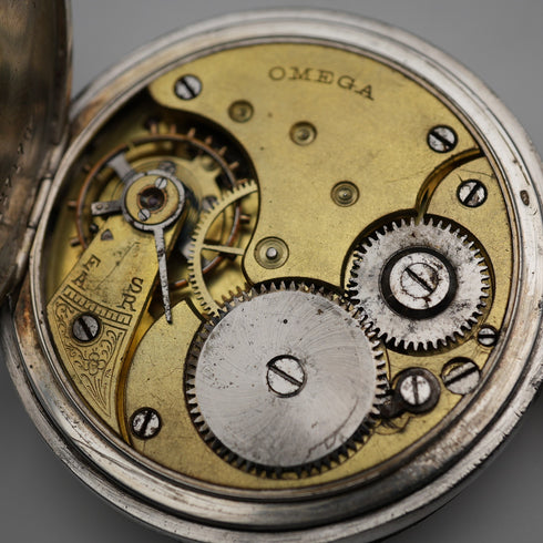 1907年頃 アンティーク オメガ 懐中時計 935シルバーハンターケース 動作良好