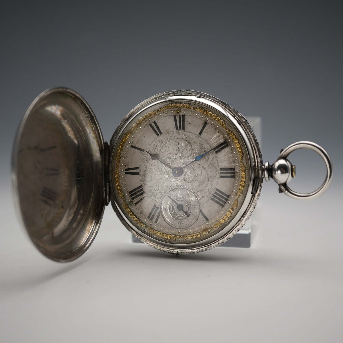 1860年頃 英国アンティーク Joseph Johnson 鍵巻き 懐中時計 銀側