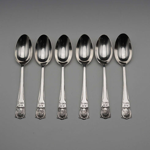 1934年 英国ヴィンテージ 純銀製 ジュビリーティースプーン6本セット 計55g Northern Goldsmiths Co ケース入