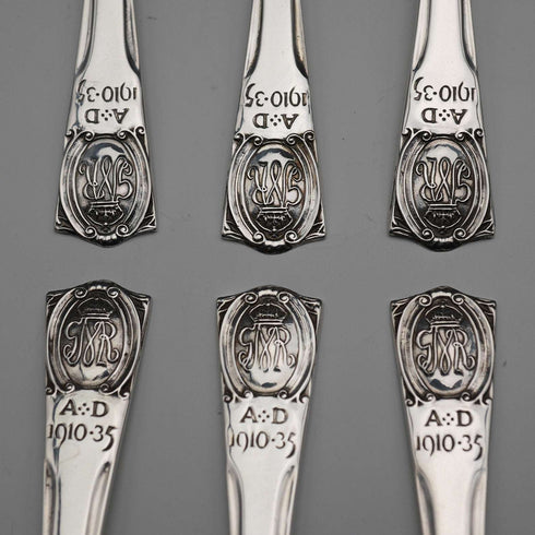 1934年 英国ヴィンテージ 純銀製 ジュビリーティースプーン6本セット 計55g Northern Goldsmiths Co ケース入