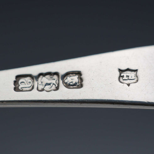 1896 Antique English Sterling Silver Picture-back Teaspoons, Set of 6, Total 84g, by Thomas Bradbury & Sons, Cased