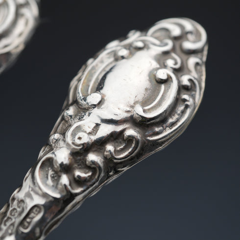 1910 English Antique Sterling Silver Handle Glove Stretchers J&R Griffin