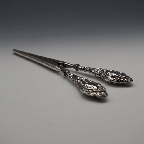 1910 English Antique Sterling Silver Handle Glove Stretchers J&R Griffin