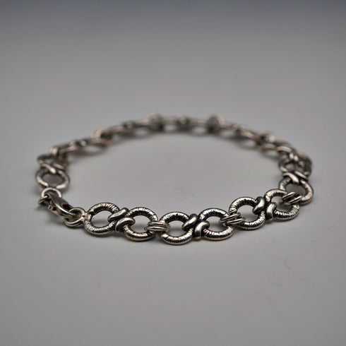 Vintage Decorative Ring Chain Sterling Silver Bracelet 11g