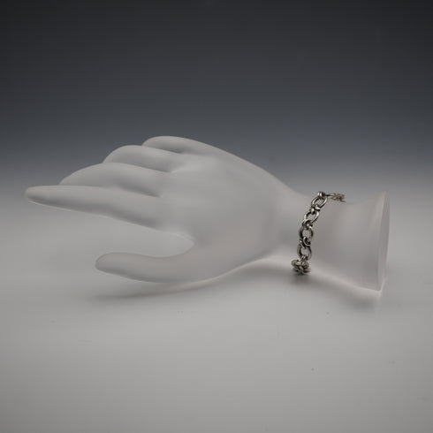 Vintage Decorative Ring Chain Sterling Silver Bracelet 11g