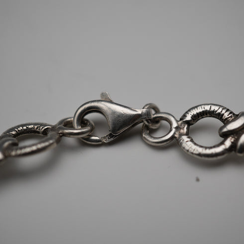 Vintage Decorative Ring Chain Sterling Silver Bracelet 11g