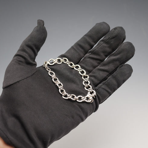 Vintage Decorative Ring Chain Sterling Silver Bracelet 11g