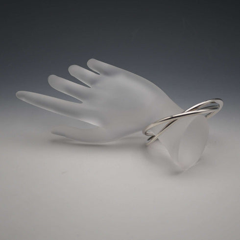 UK-made Double Interlocking Sterling Silver Bangle 51g NK
