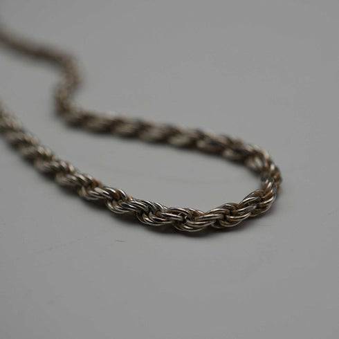 English Vintage Sterling Silver Twisted Rope Chain Necklace 39cm 7.3g