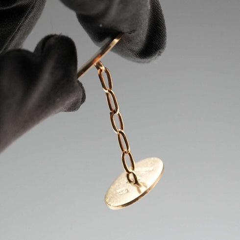 1929年 英國復古 9ct金製 橢圓形袖扣 8.8g Owen Powell
