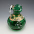 British Vintage Enamel Decorated Green Glass Handled Vase