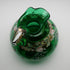 British Vintage Enamel Decorated Green Glass Handled Vase