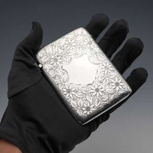 1906 British Antique Sterling Silver Card Case 64g Joseph Gloster