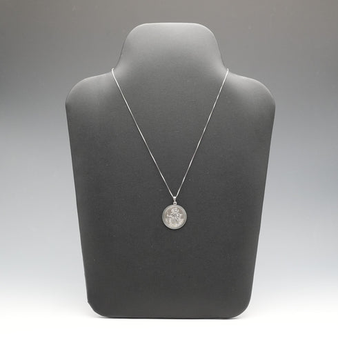 Vintage Sterling Silver St. Christopher Medal Pendant with Sterling Silver Necklace, Total 5.8g