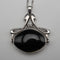 UK Vintage Sterling Silver Onyx & MOP Reversible Pendant with Sterling Silver Necklace, Total 12g