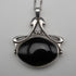 UK Vintage Sterling Silver Onyx & MOP Reversible Pendant with Sterling Silver Necklace, Total 12g