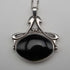 UK Vintage Sterling Silver Onyx & MOP Reversible Pendant with Sterling Silver Necklace, Total 12g