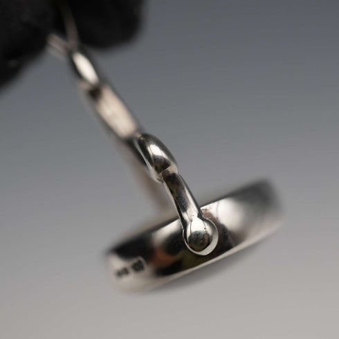 UK Vintage Sterling Silver Onyx & MOP Reversible Pendant with Sterling Silver Necklace, Total 12g