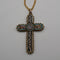 Antique Nickel & Micro Mosaic Cross Pendant with Necklace