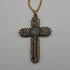 Antique Nickel & Micro Mosaic Cross Pendant with Necklace
