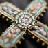 Antique Nickel & Micro Mosaic Cross Pendant with Necklace